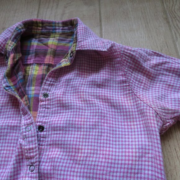 Ralph Lauren Polo Reversible Pink Plaid Snap Blouse Size S - Picture 11 of 11